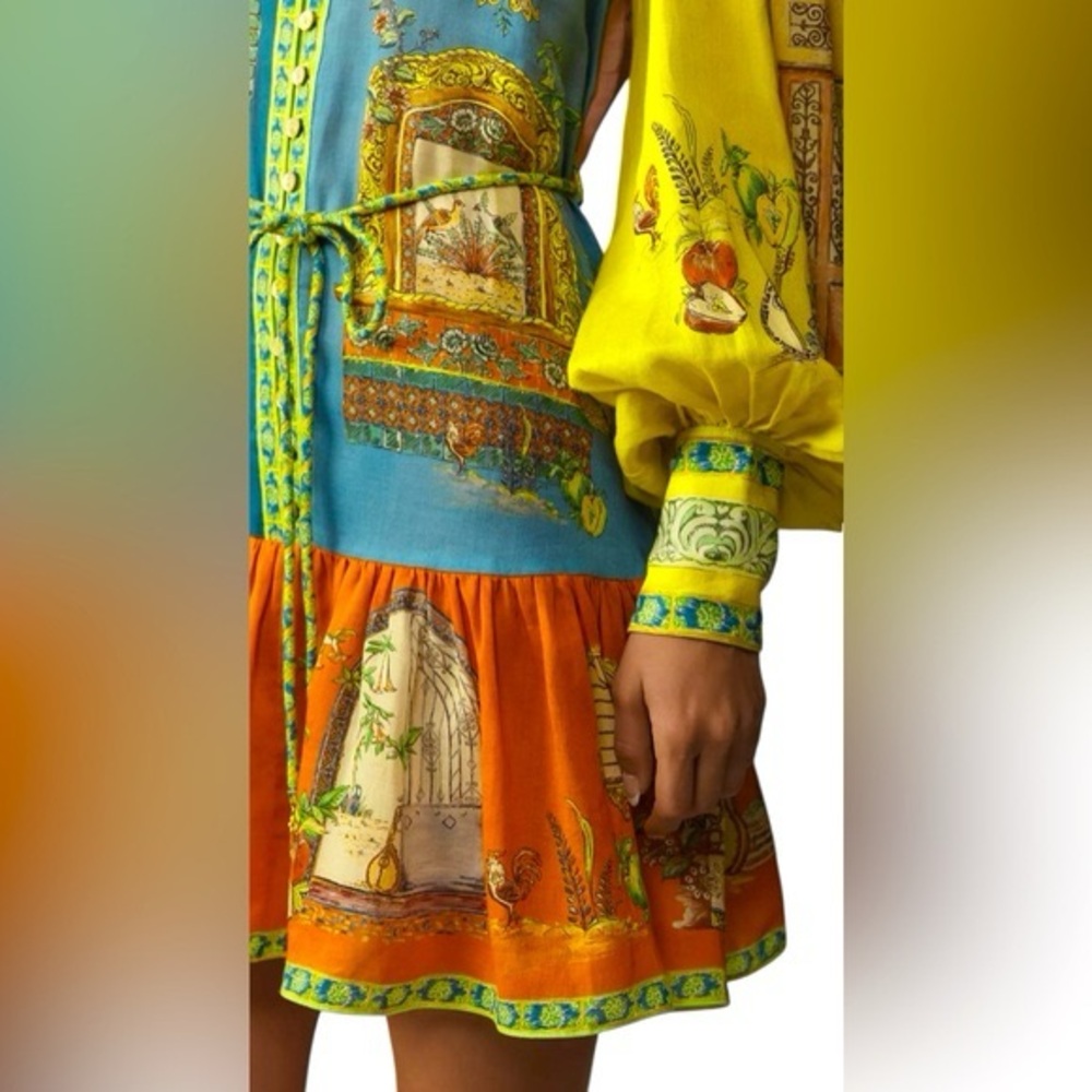 Colorful‎ Women's Dress with Yellow and Orange Accents Sz S - Picture 8 of 15